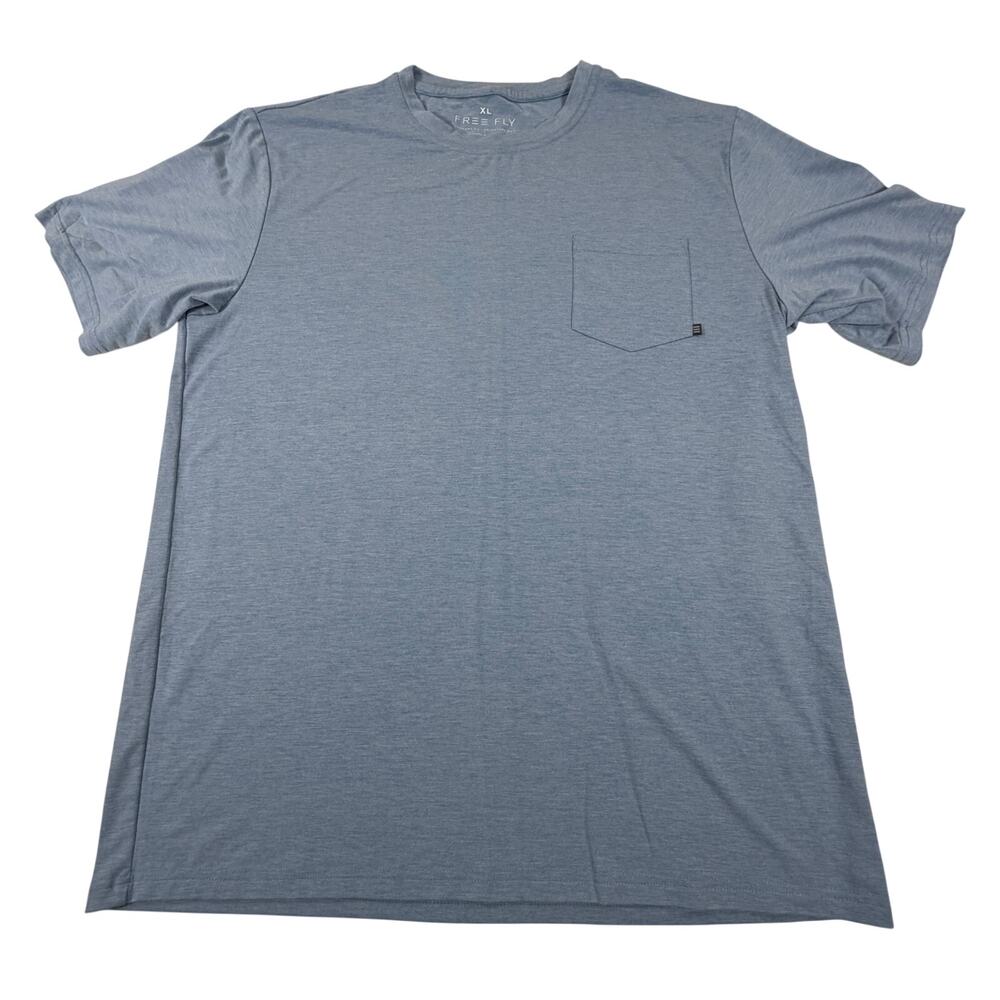 Free Fly Men's Bamboo Lightweight Sun Protection Pocket T-shirt Blue Men’s Sz XL